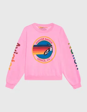 AVIATOR NATION Crew Neonpink // Sweatshirt mit Print