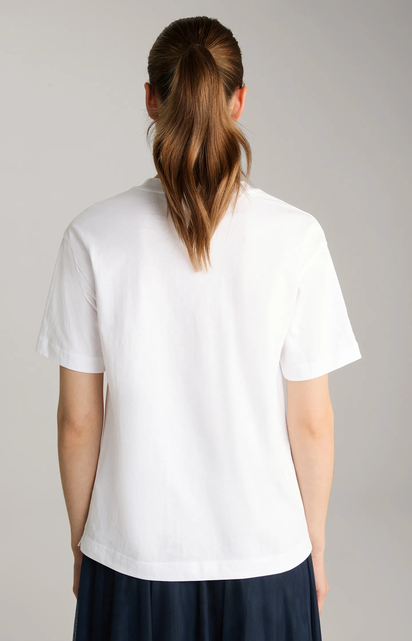Baumwoll-T-Shirt in Weiß/Blau