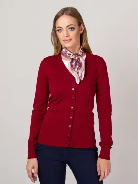 Burgunderrote Damen Strickjacke 14214