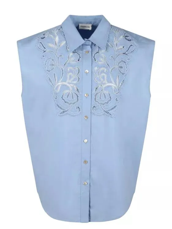   P.A.R.O.S.H.  Canyox Lace Embroidery Shirt Blue